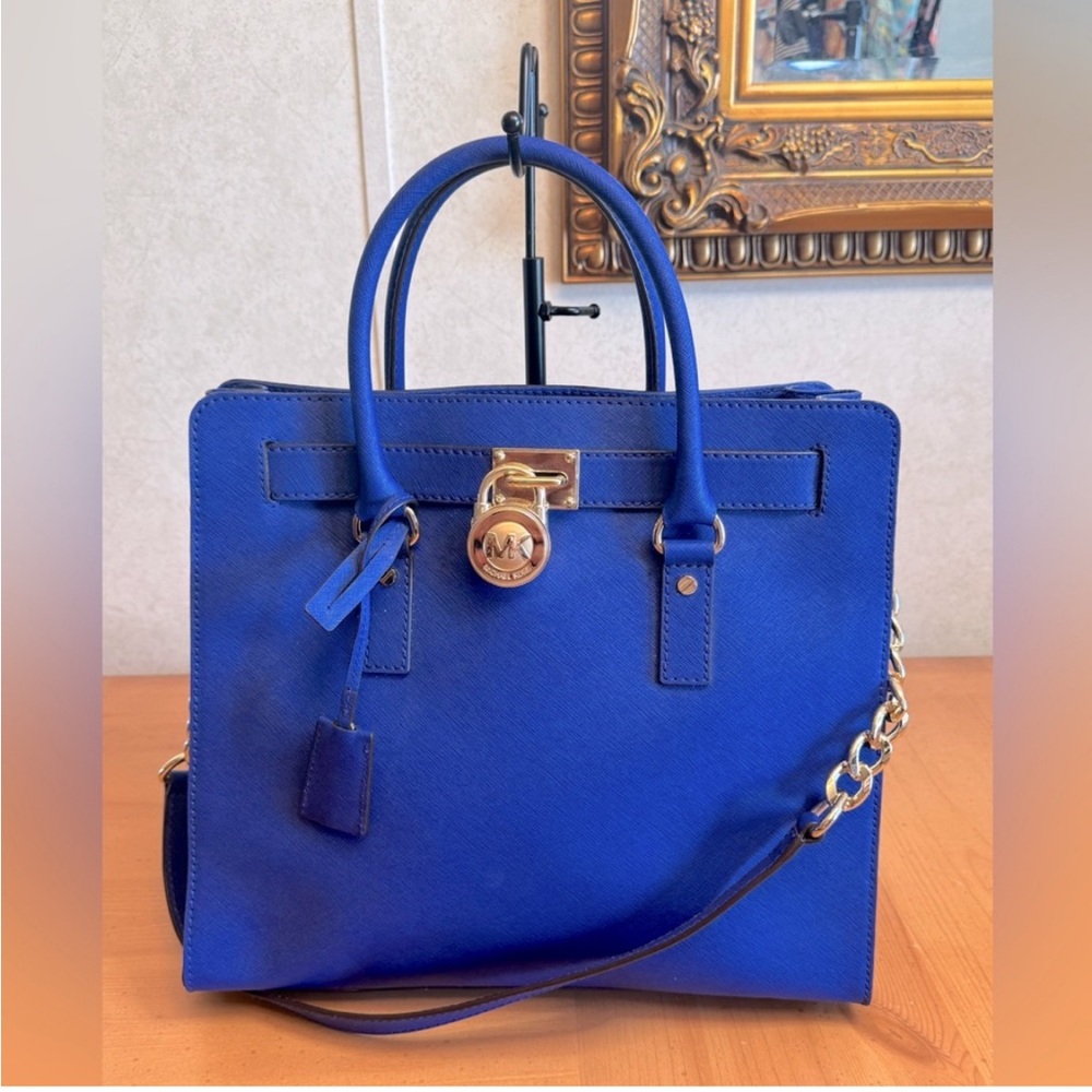 Just Like New Michael Kors Hamilton Electric Blue Genuine Leather Tote Bag